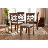 Baxton Studio RH335C-Grey/Walnut-DC-4PK Peter Modern and Contemporary Grey Fabric Upholstered and Walnut Brown Finished Wood 4-Piece Dining Chair Set